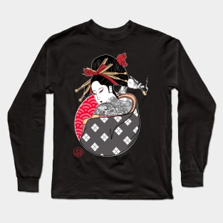 Tattooed geisha smoking Long Sleeve T-Shirt